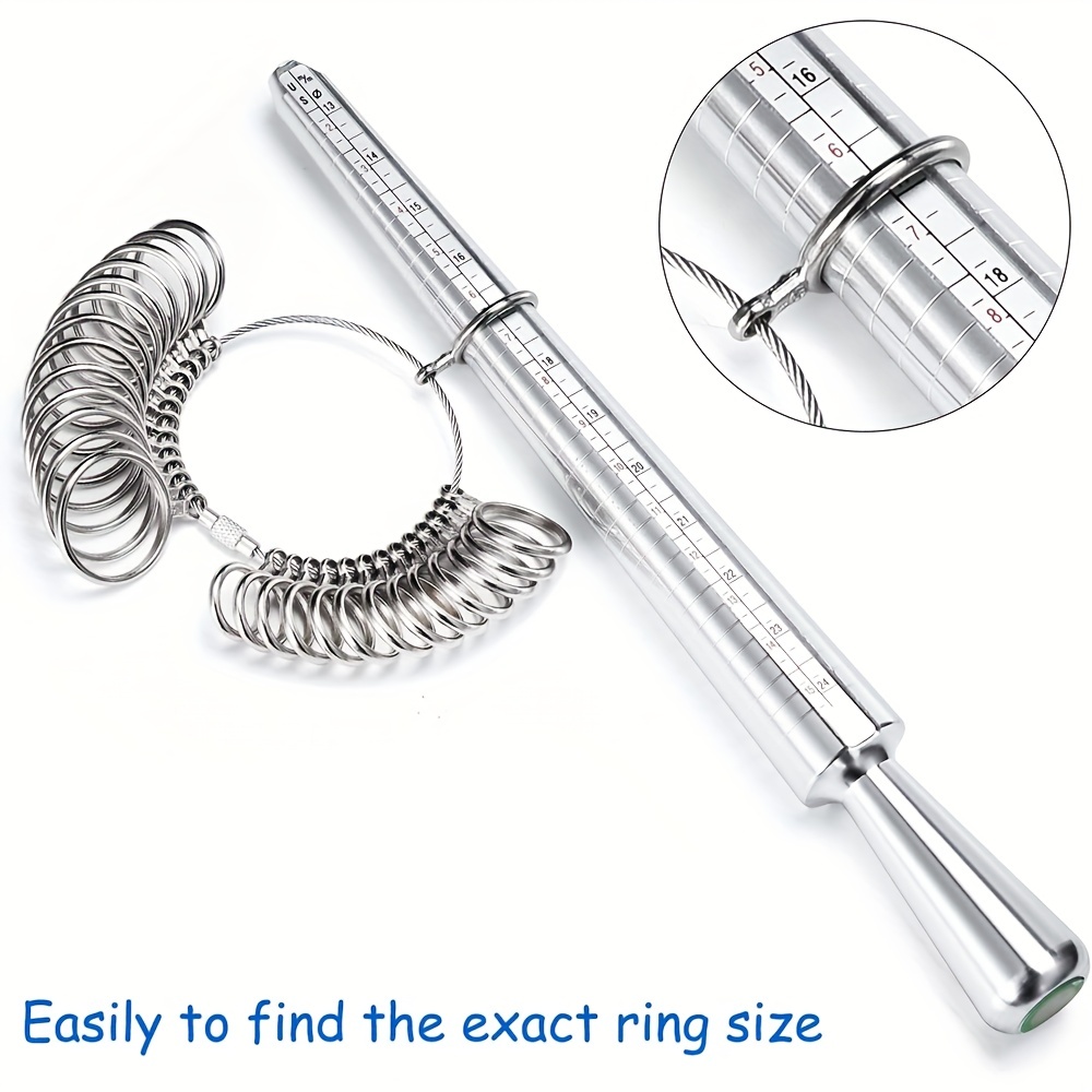 Metal Ring Sizer Measuring Tool Set, US Ring Mandrel for Ring