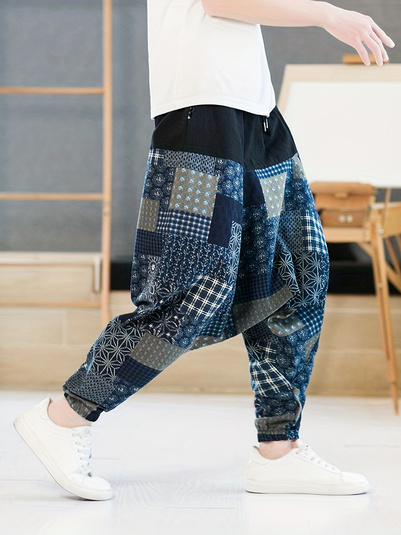 Algodón Lino Para hombre Pantalones Harén Sueltos japonés Suelto Informal  Estilo Boho Pantalones