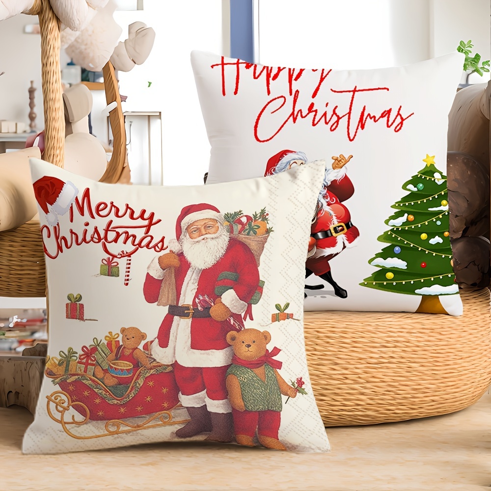 Christmas Santa Claus Throw Pillow Covers, Printed Throw Pillowcase, Throw  Pillow Covers Decor, Home Decor, Room Decor, Bedroom Decor, Living Room  Decor, Car Decor, Sofa Decor - Temu