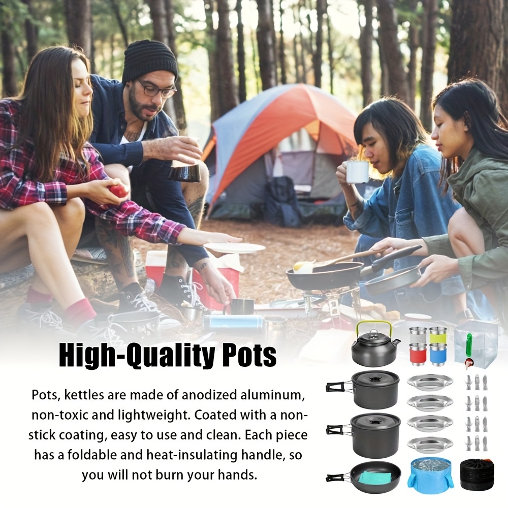 Odoland 29pcs Camping Cookware Mess Kit Non-Stick Lightweight Pots