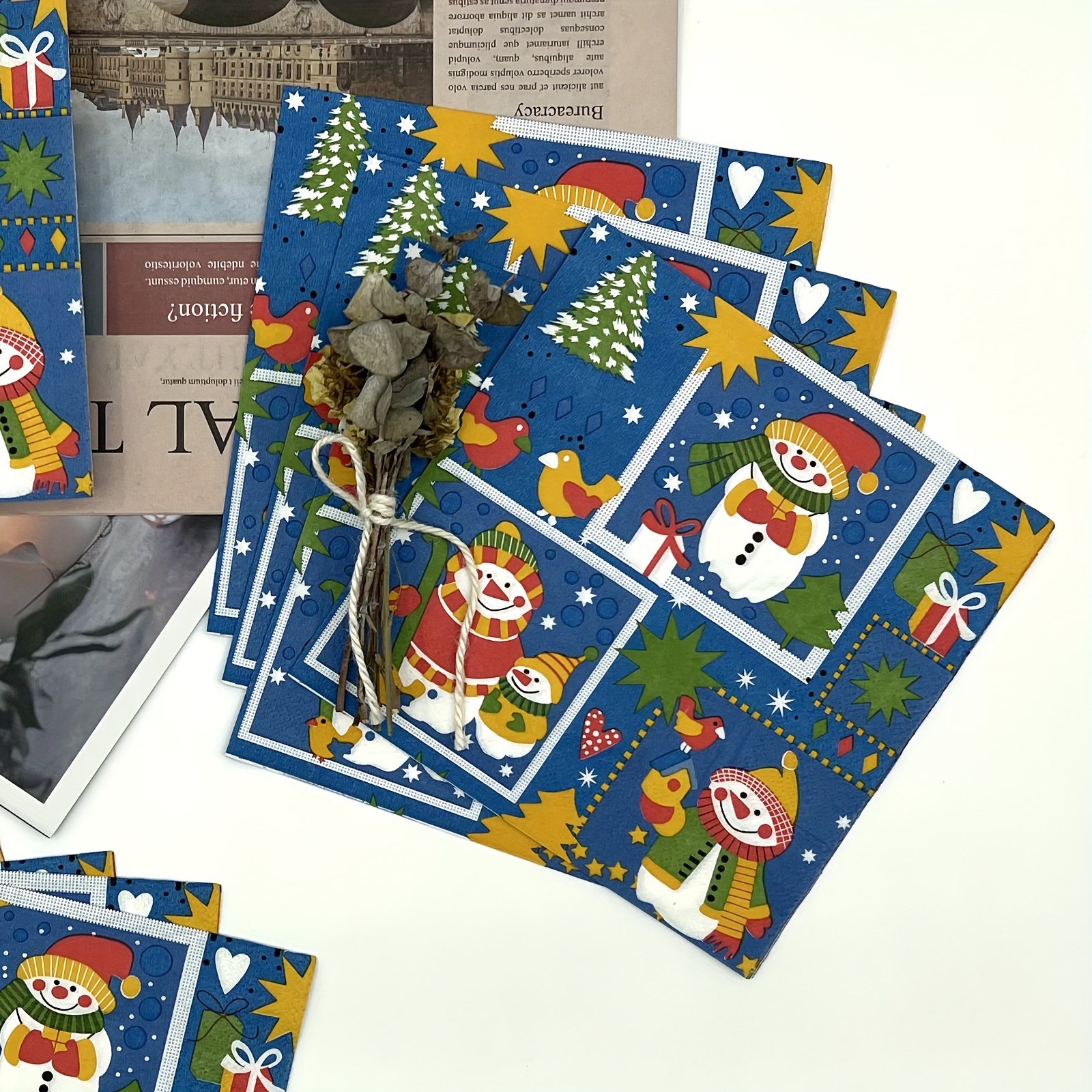 10 Serviettes papier Joyeux Noël Or - Dragées Anahita