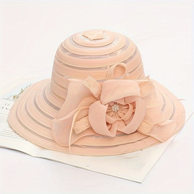 Big Flower Elegant Sun Hats Trendy Wide Brim Summer Uv - Temu Canada