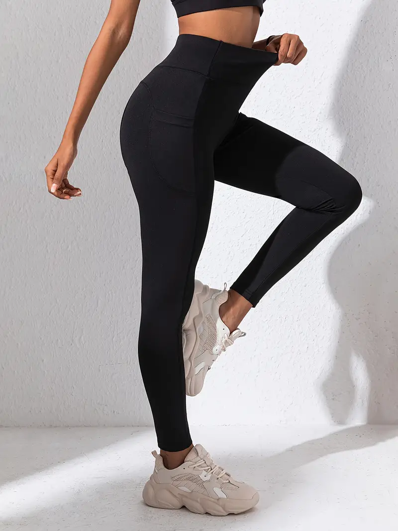 Women's High Waisted Yoga Leggings Workout Pants - Black / S