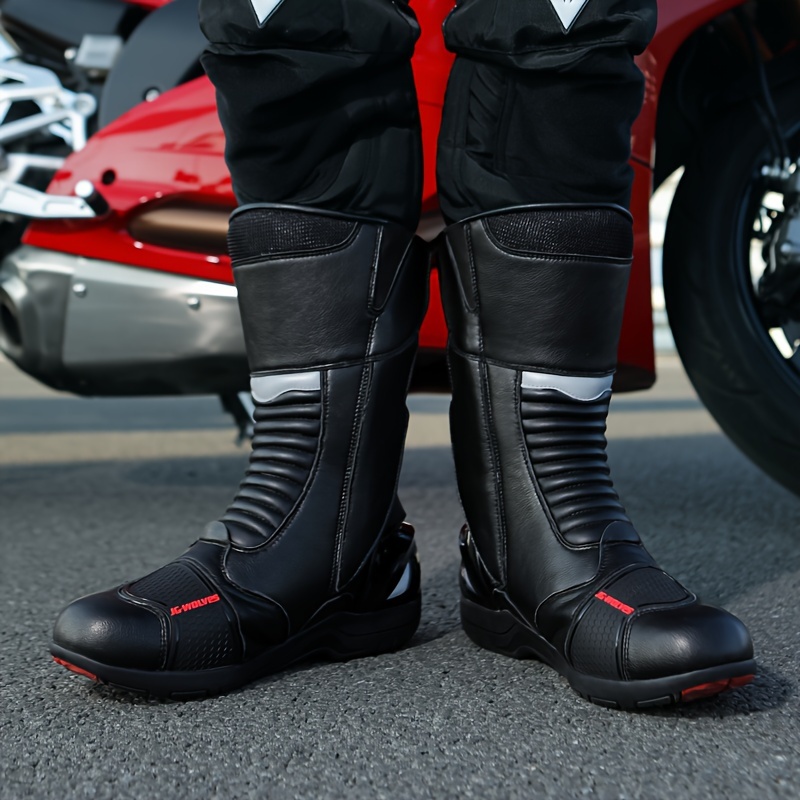 Grapelet Chaussures Moto Homme,Botte Moto Hommes Respirantes,Chaussures de  Motocross décontractées avec cuir renforcé,bracelets de  cheville,antidérapantes,fermeture à glissière latérale(Noir,40EU) :  : Auto et Moto
