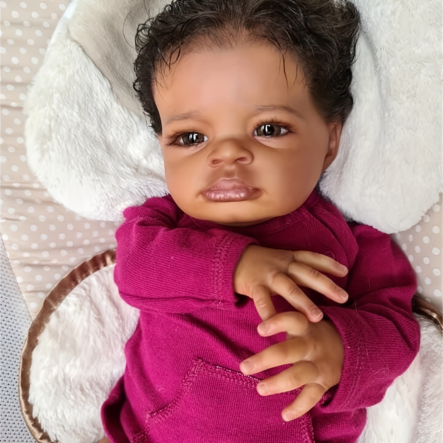 iCradle Reborn Baby Doll Black Girl 24 Inch Realistic Newborn Baby Dolls  Realistic African American Reborn Doll with Clothes and Toy Best Birthday