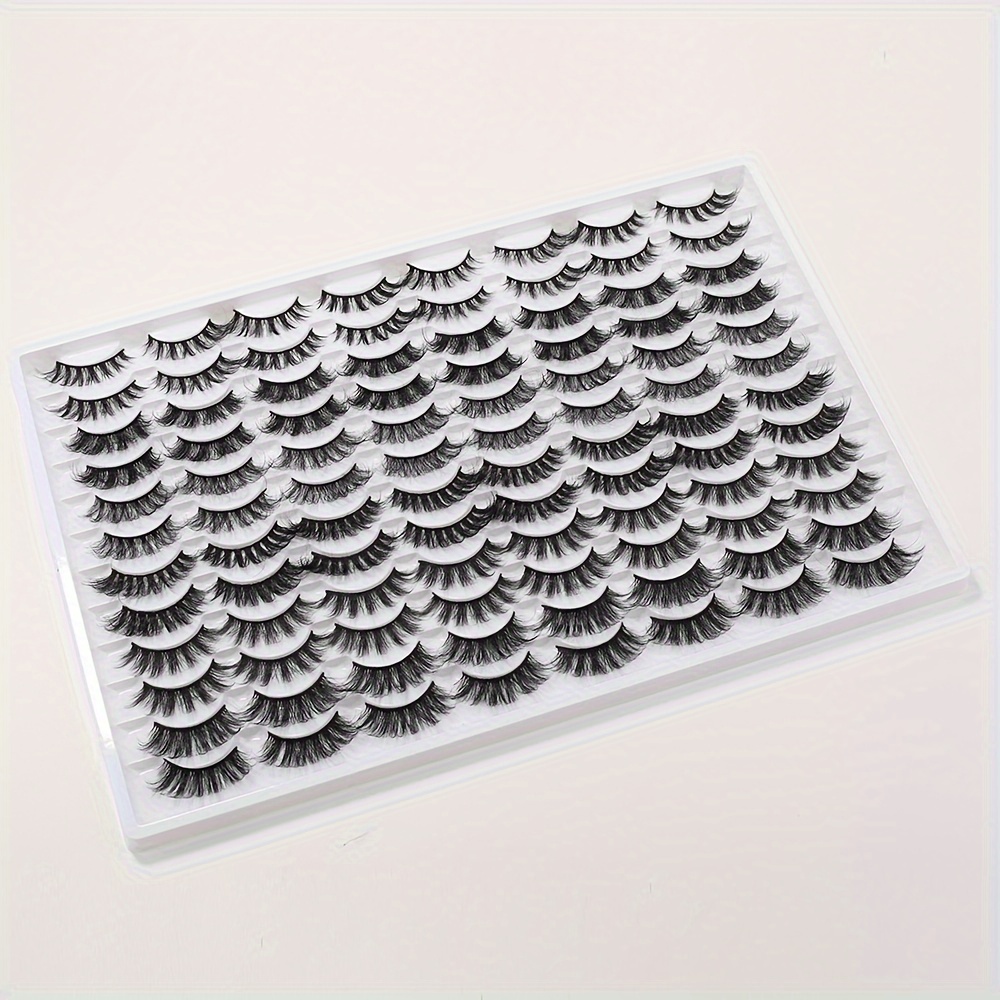False Eyelashes 48 Pairs 6 Styles Mixed Fluffy Curled Fake Eye Lashes Dramatic Thick 5D Wispy Strip Faux Mink Eyelashes Multipack