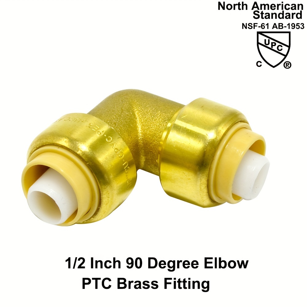 SUNGATOR Plumbing Fittings 1/2 Inch, Coupling(10 PCS), 90 Degree Elbow  Fitting(10 PCS), Tee Fitting（5 PCS), No Lead Brass Push Fittings 1/2 Inch  for