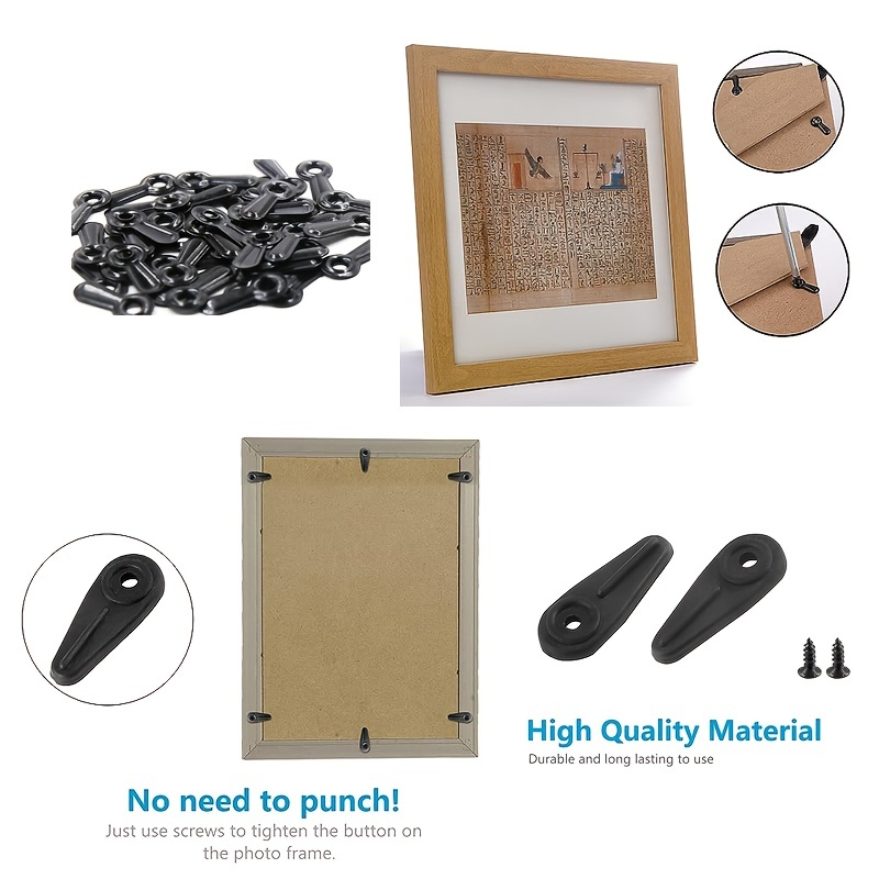 Picture Frame Turn Button Fasteners Set, Picture Frame Backing Clips Photo  Frame Hardware Clips With 100 Screws For Hanging Pictures, Photos, Drawing  By(black) - Temu United Arab Emirates