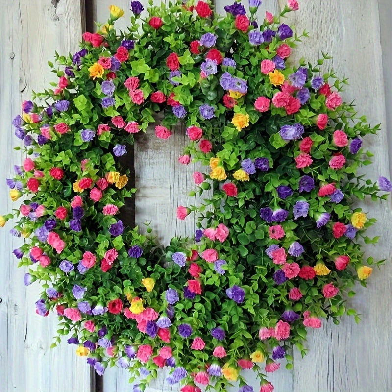 New Spring Flower Wreath Door Hanging Welcome Wreath - Temu