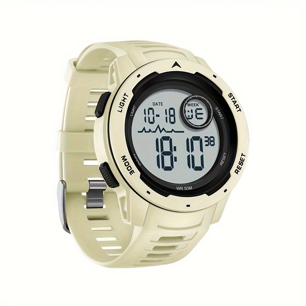 RSVOM Herren Digital Quarz Uhren mit Schwarz Silikon Armband 50M