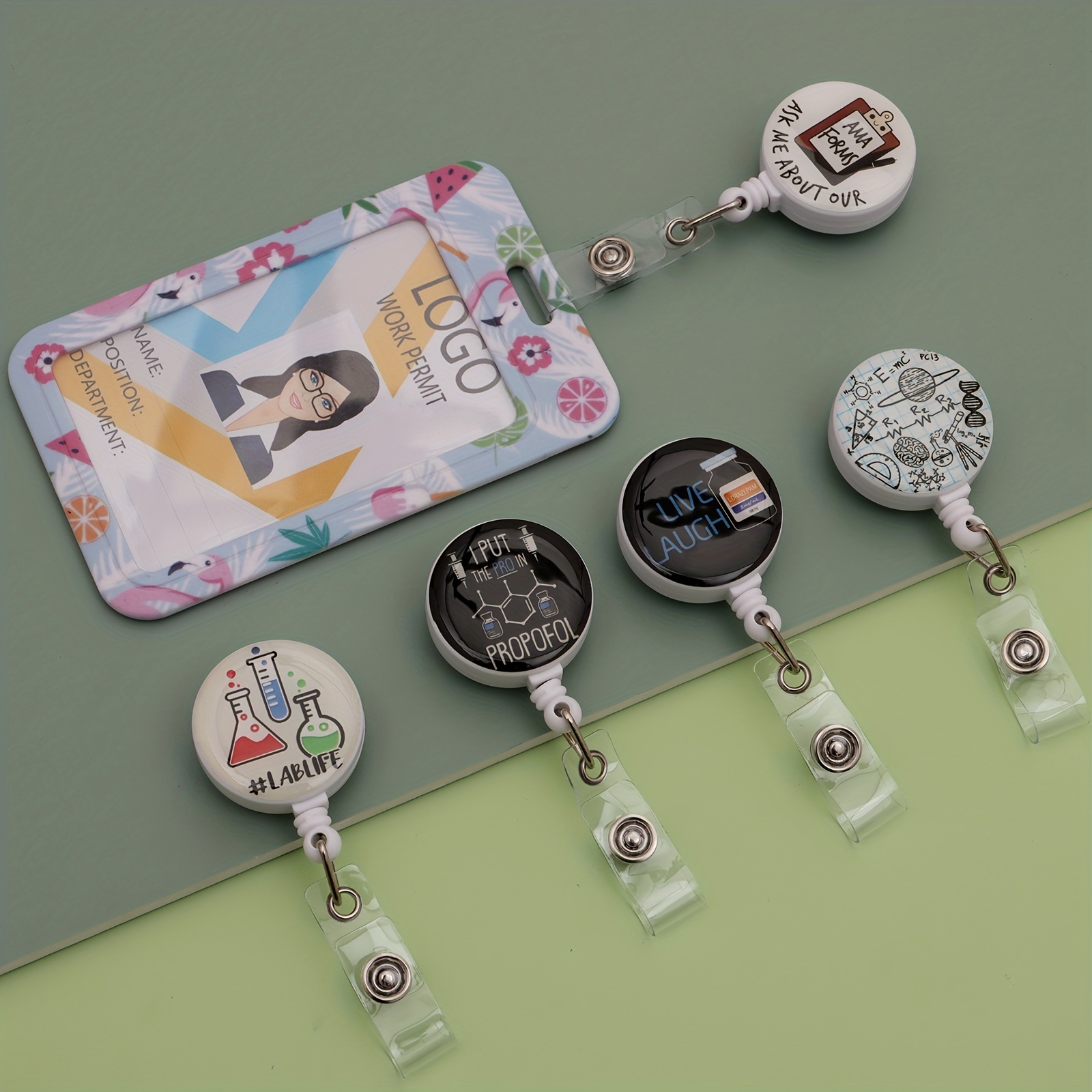 1pc Funny Badge Reels Retractable Badge Holders,Id Badge Holders Retractable with Clip,Cute Badge Reel for Nurse Doctor Business Meeting Hospital