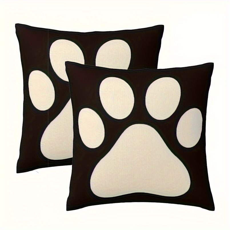 TEMU 2pcs, Cute Dog Paw Polyester Cushion Cover, Pillow Cover, Room Decor, Bedroom Decor, Sofa Decor, Collectible Buildings Accessories (cushion Is
