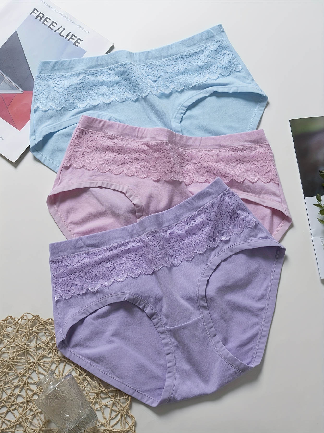 3 Pack Maternity Brief Underwear Women Low Waist Cotton Solid