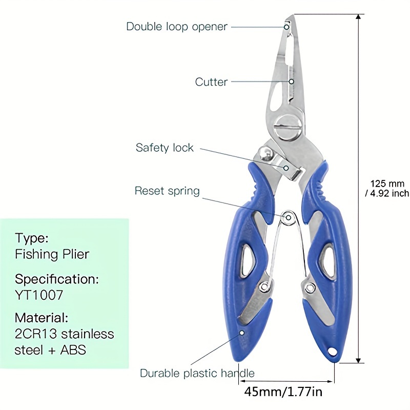 Fishing Pliers Stainless Steel Long Nose Hook Remover with Sheath and  Lanyard for Tool & Line Cutters Saltwater and Freshwater 8.8 inches by