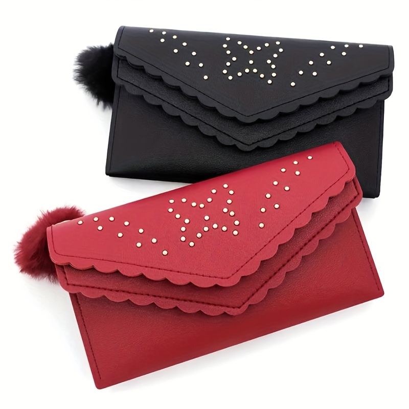 Fashion Solid Color Envelope Wallet, Trendy Casual Pu Leather