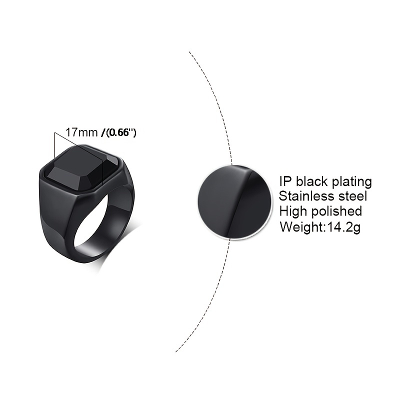 Men's Stainless Steel Agate Ring