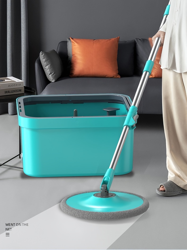 1 set sewage   hands   mop and bucket set with 2 4 6 mop cloth household rotating floor mop lazy mop dust removal mop dry and wet use for home kitchen bathroom floor cleaning supplies cleaning tool back to school supplies details 0