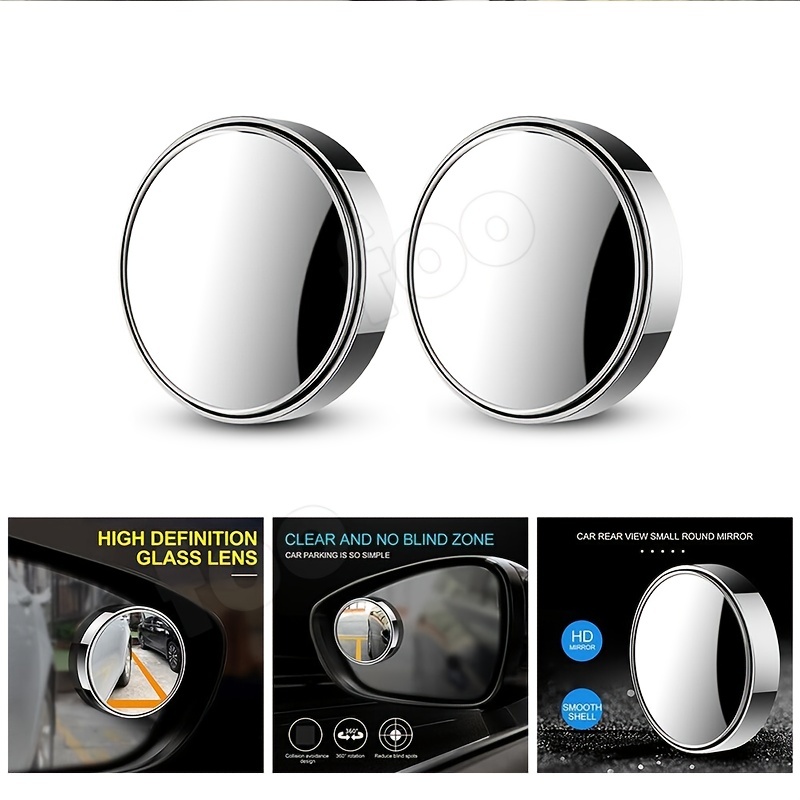 2pcs Round Mirror Blind Spot Mirrors Wide Angle Stick On Rearview Mirrors