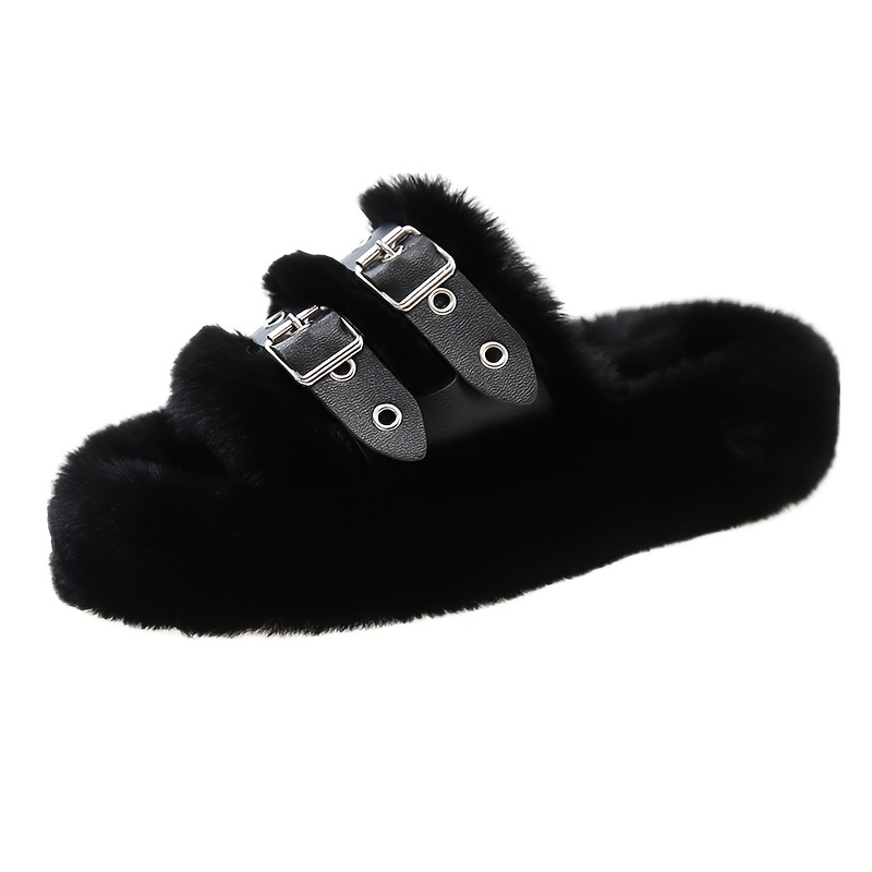 Fuzzy two hot sale strap sandals