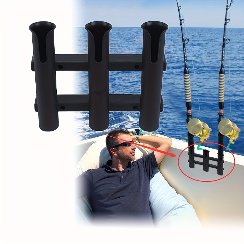 1pc Durable Triple Tubes Fishing Rod Holder, Plastic Fishing Pole Rack For  Boats And Kayaks, Outdoor Fishing Accessories