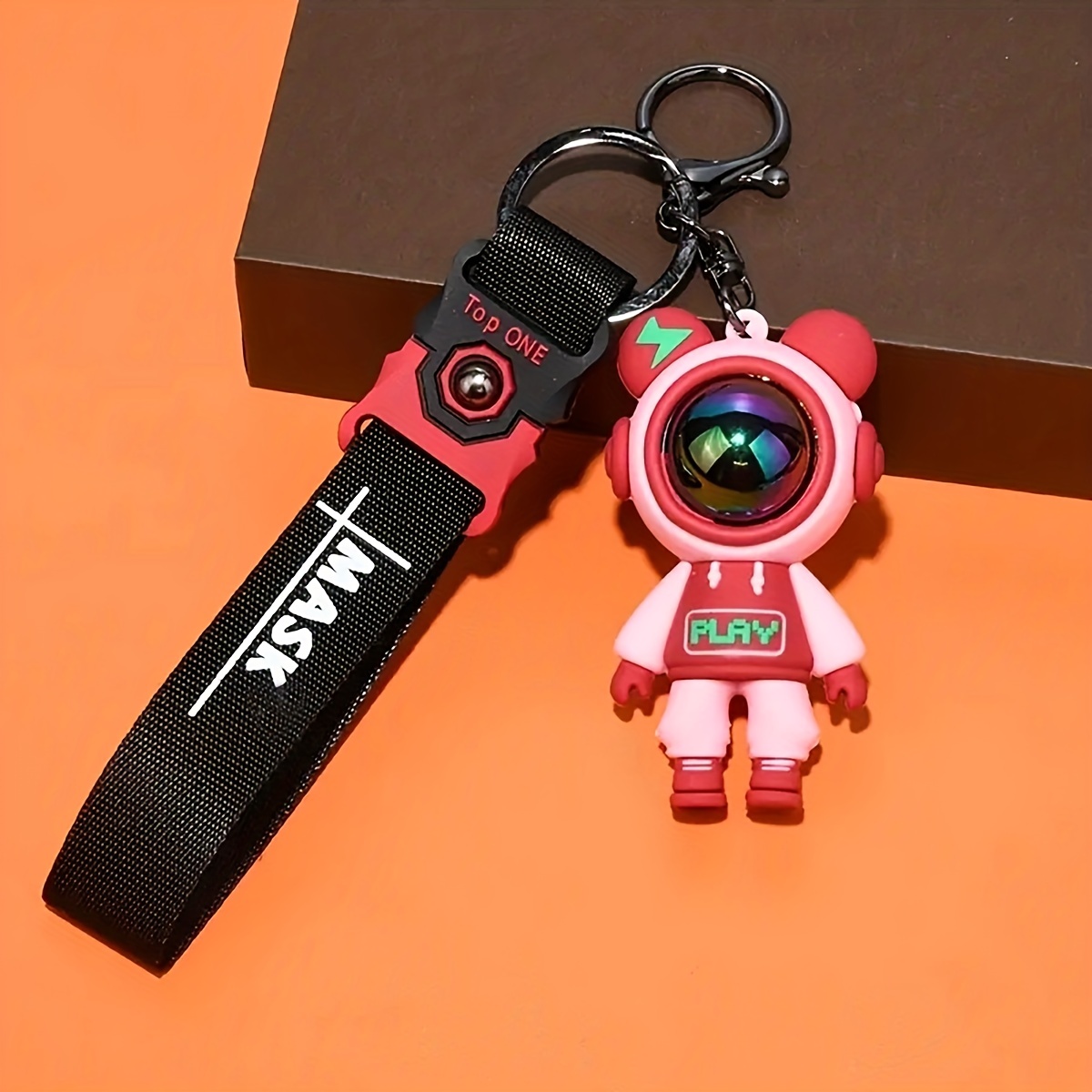 Cartoon Cute Lightning Bear Keychain Astronaut Bear Doll Keyring Bag  Pendant Couple Car Keyholder Creative Bag Charm Accessories High Quality