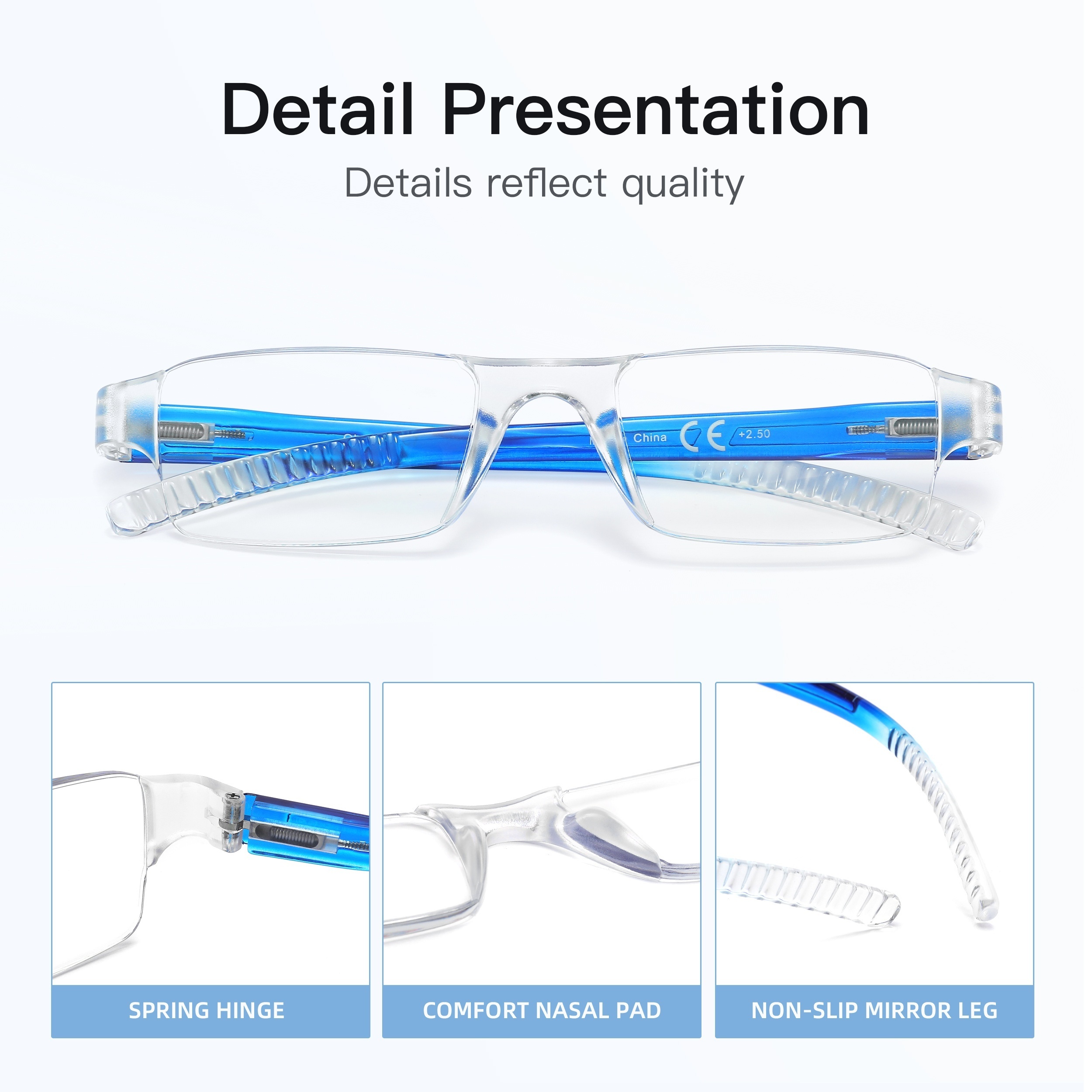 Light Blocking Rectangle Reading Glasses Computer Eyewear