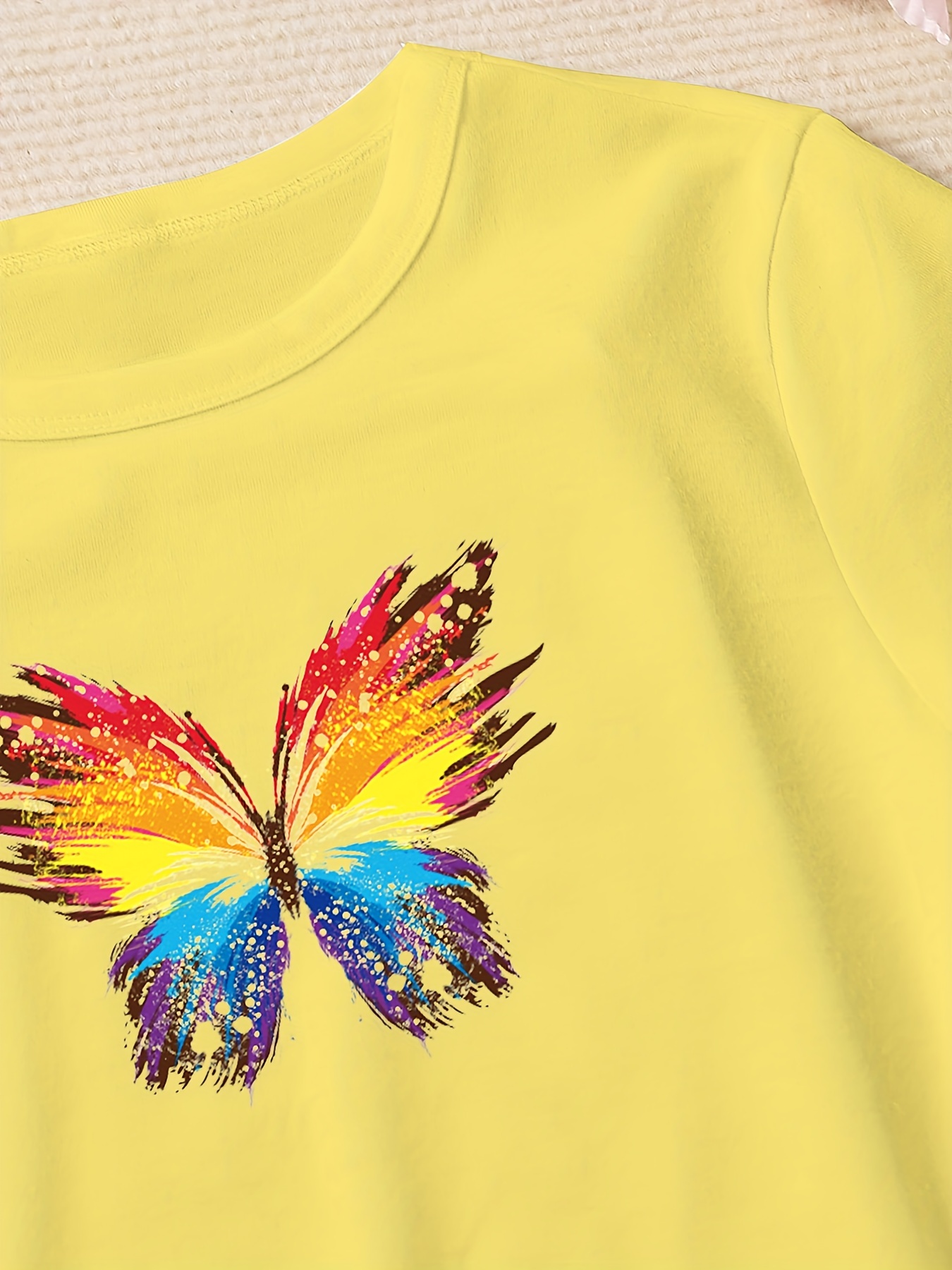 Camiseta con manga mariposa y motivo Tigre amarilla niña