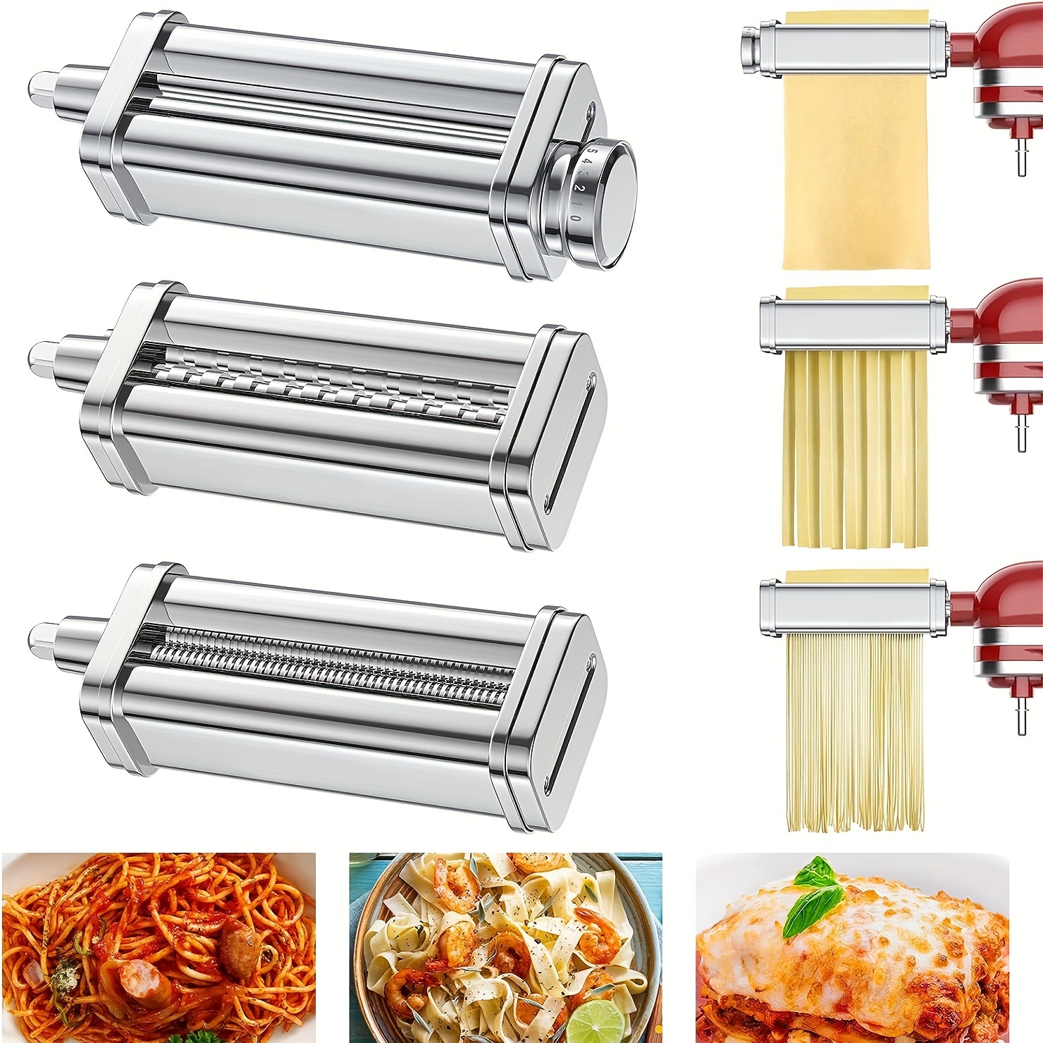 KitchenAid 3-Piece Gray Pasta Roller and Cutter Attachments for