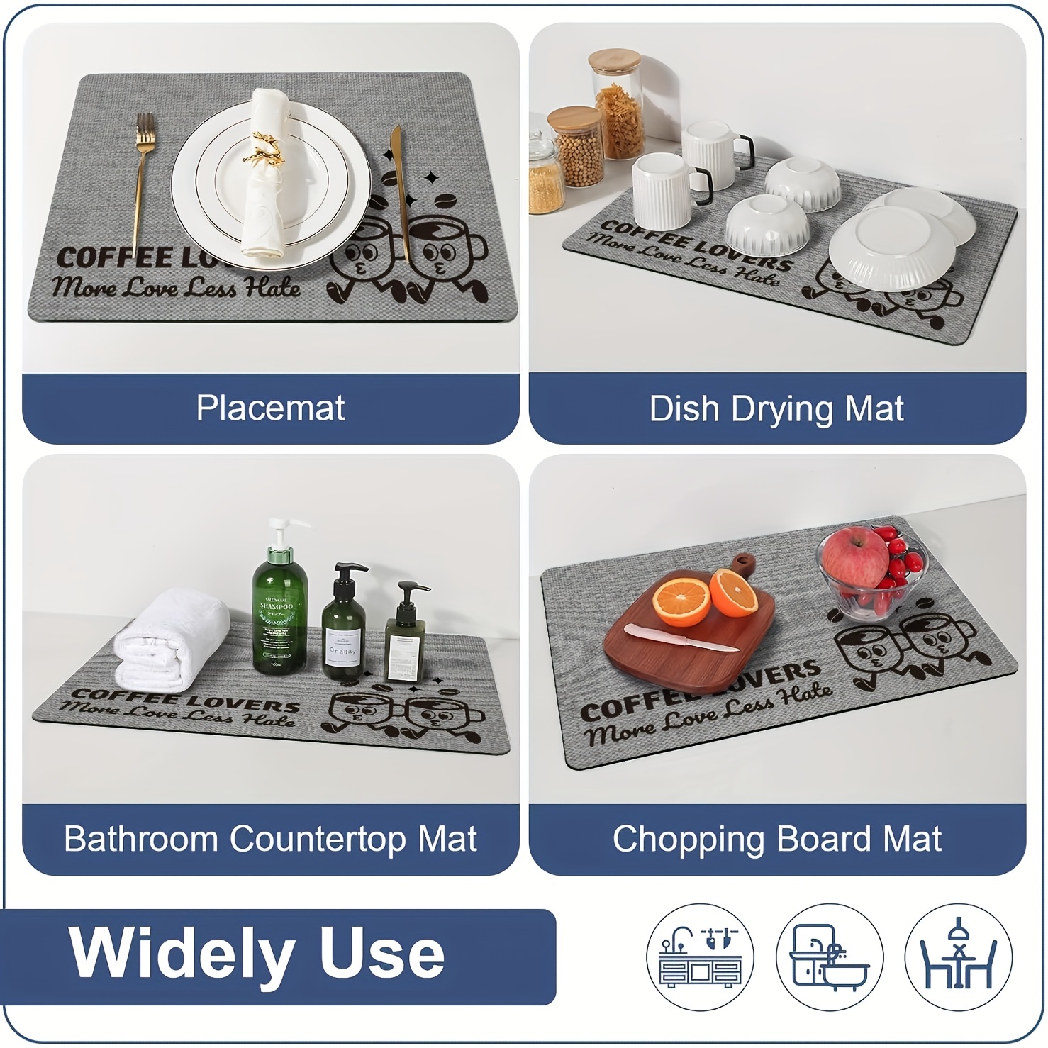 1pc Pu Leather Kitchen Countertop Drying Mat, Coffee Bar Mat, Hot Pot Mat,  Placemat, Dish Drying Mat, Bathroom Floor Mat