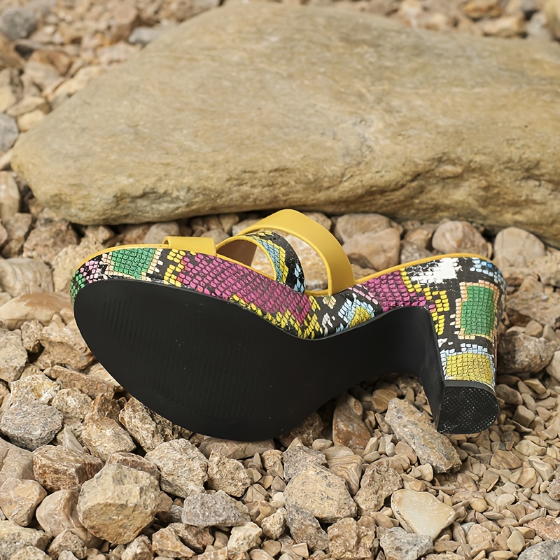 Multicolor snakeskin platform online sandals