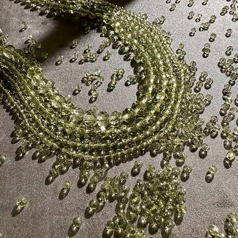 4/6/8mm, Green Imitation Crystal Beads, Faceted Rondelle Loose Spacer  Beads, For DIY Jewelry Making Bracelet Necklace Earrings Jewelry Accessories