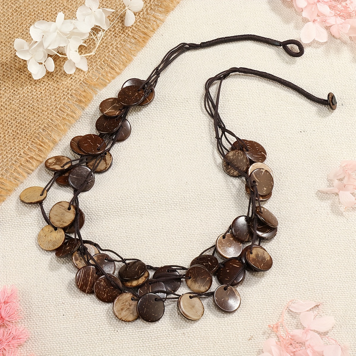 Bohemian Coconut Shell Wooden Beads Necklace