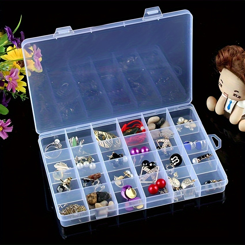 1pc 4 Grids Transparent Jewelry Box Storage Box Plastic - Temu Canada