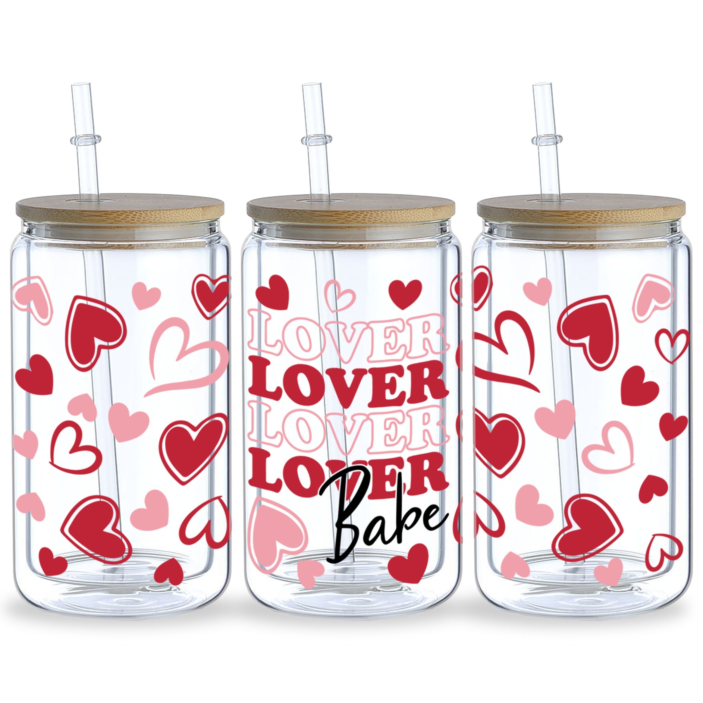 1pc Valentines Day Design UV DTF Cup Wraps For 16 Oz Glass Cup, UV DTF Cup  Wraps For Glass Cups, Wraps For Cups, Glass Stickers For Cups, Cup Decals