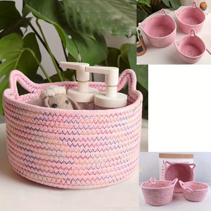 Cat Ears Decor Storage Basket Decorative Woven Storage - Temu