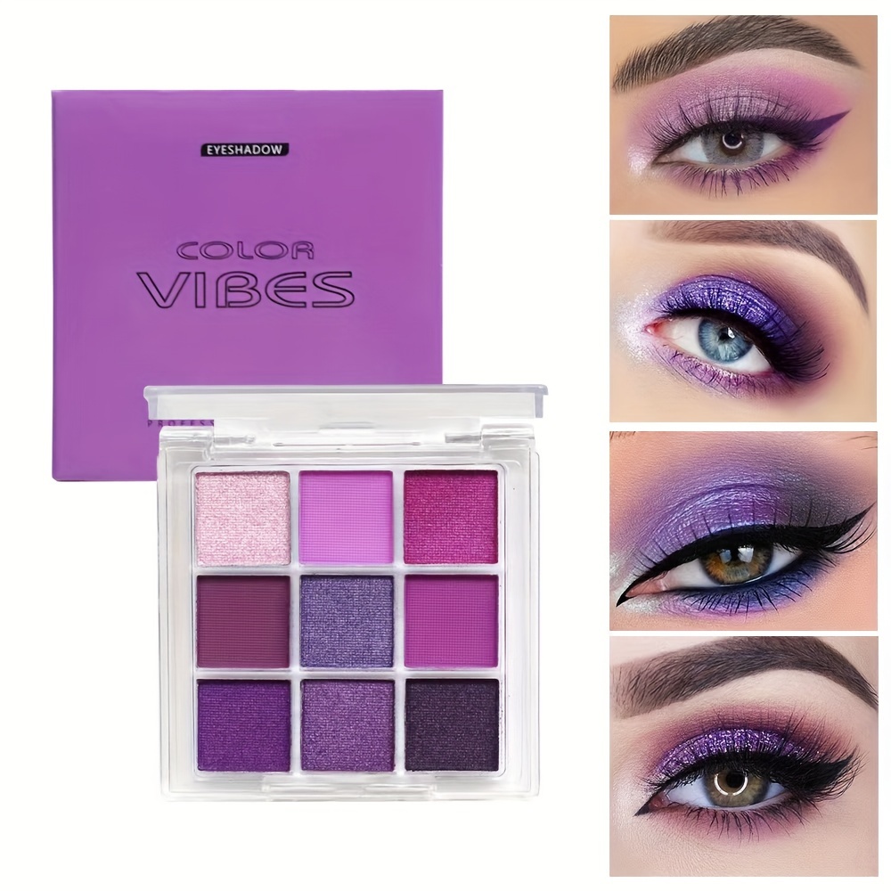 

9 Colors Eyeshadow Palette Purple Violet Color Tone Shimmer Glitter Matte Finish Berry Eyeshadow Cosmetics
