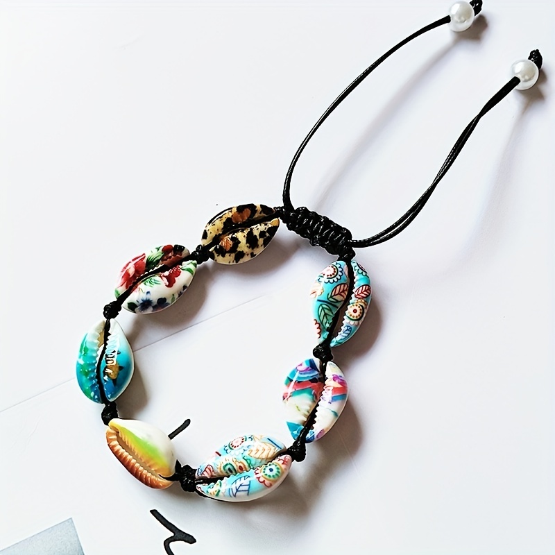 Men's Painted Shell Braided Bracelet, Bohemian Style