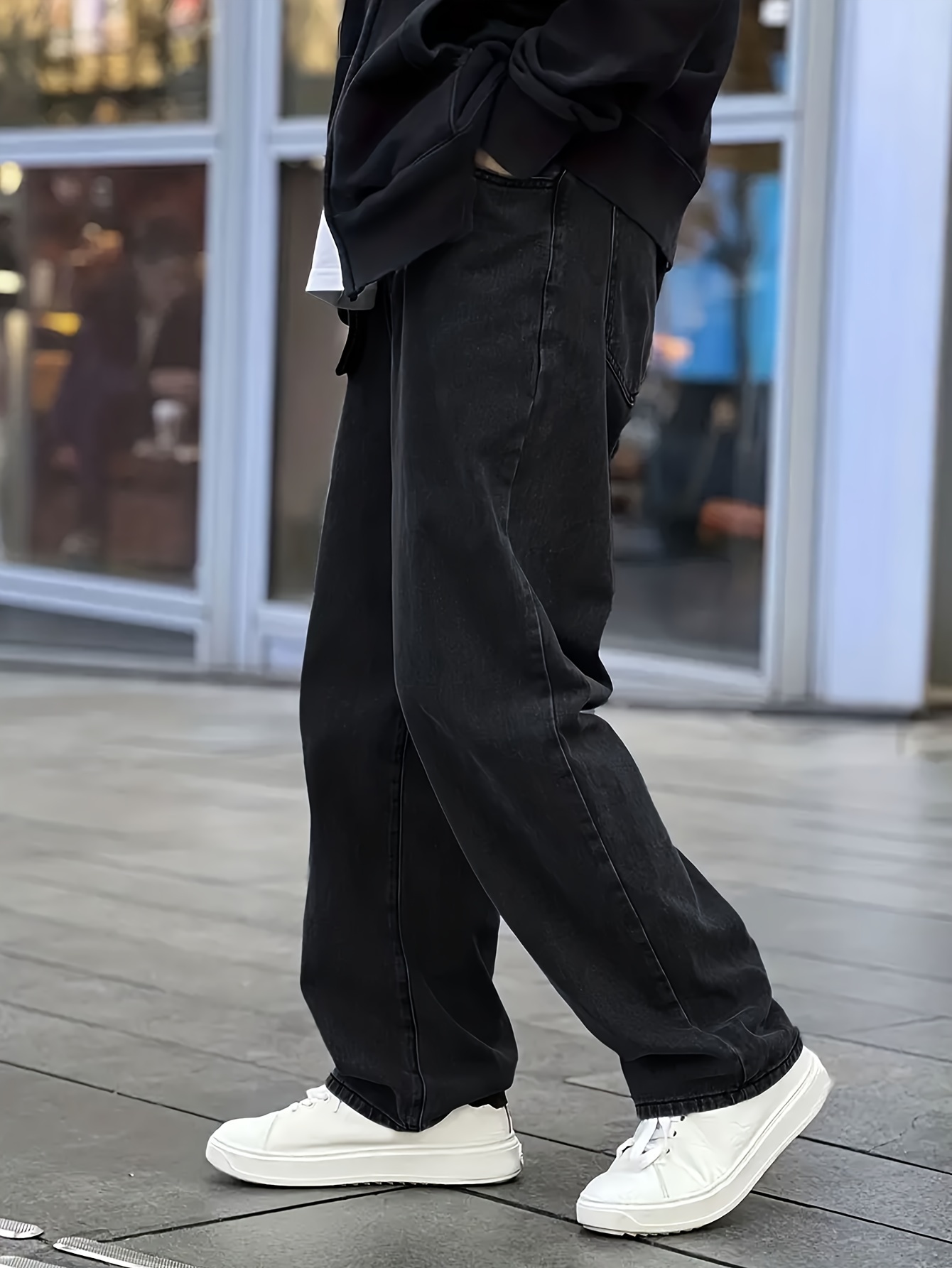 Men's Loose Fit Baggy Jeans Casual Street Style Comfy Denim - Temu Oman