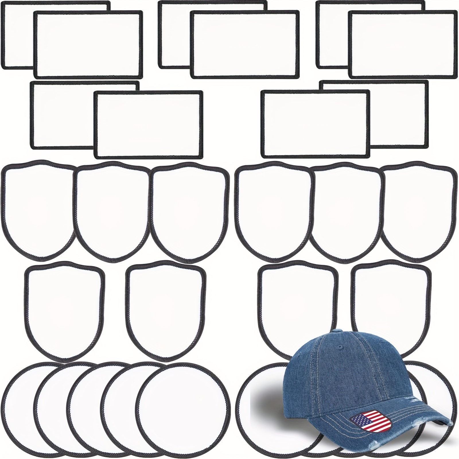 10 pcs. Blank Rectangle Sublimation Hat Patches. 100% polyester