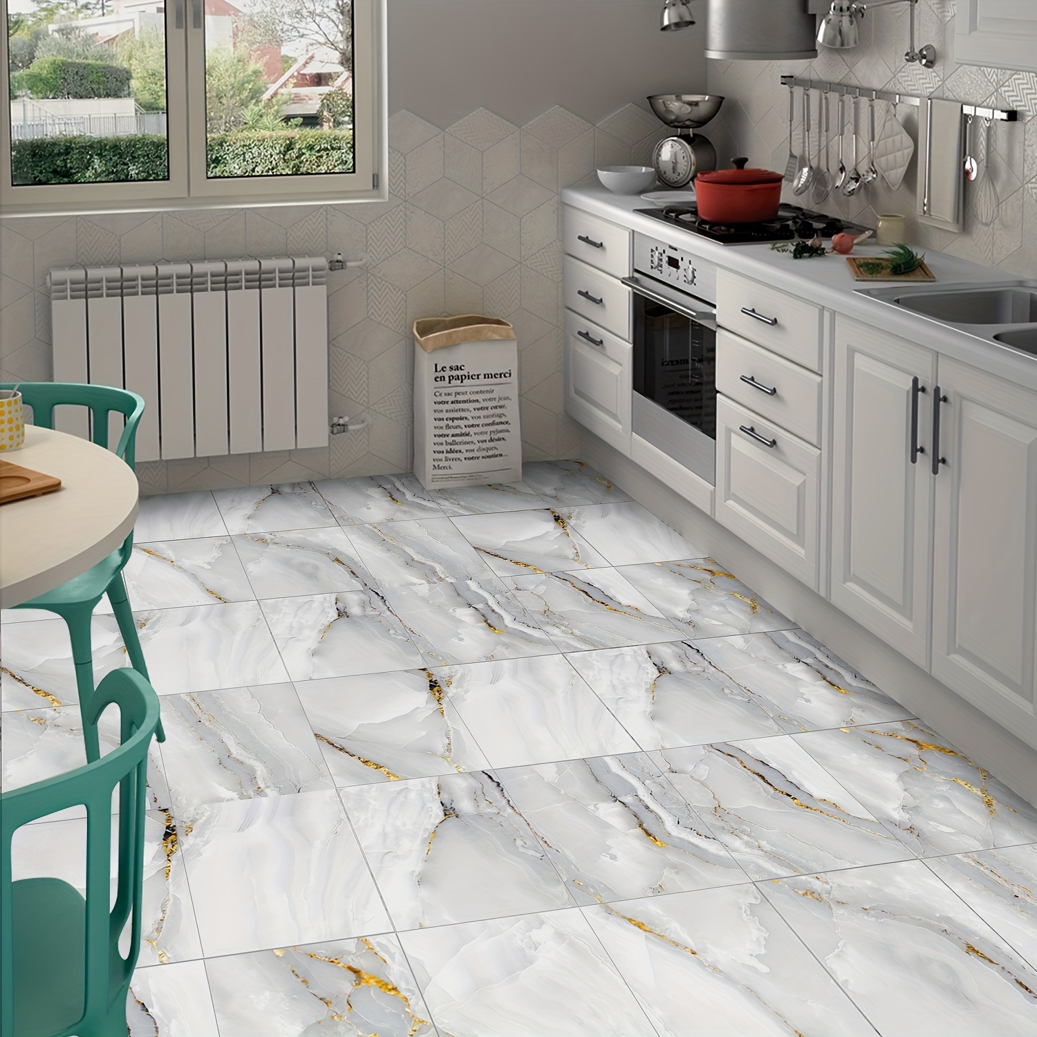 5X Tile Stickers Wall Floor Paper Non Slip Waterproof Kitchen Bathroom Home  DIY