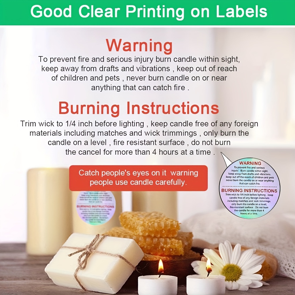 500 Pieces 1.8 X 1.5 Inches Black Wax Melt Warning Labels Candle
