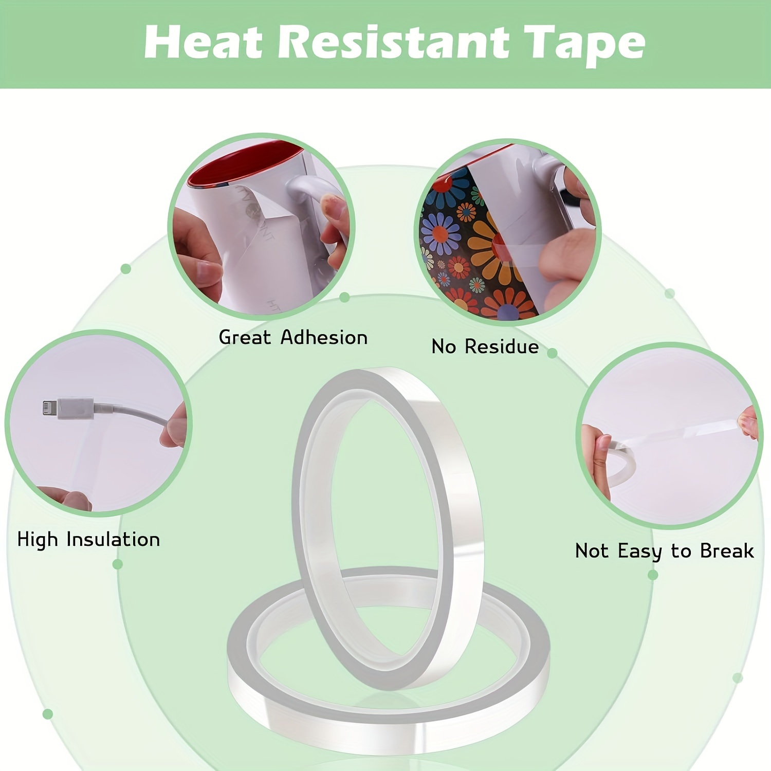 Cinta de aislamiento transparente, cinta térmica de alta temperatura para  sublimar la transferencia de calor y aislamiento DIY cinta de sublimación