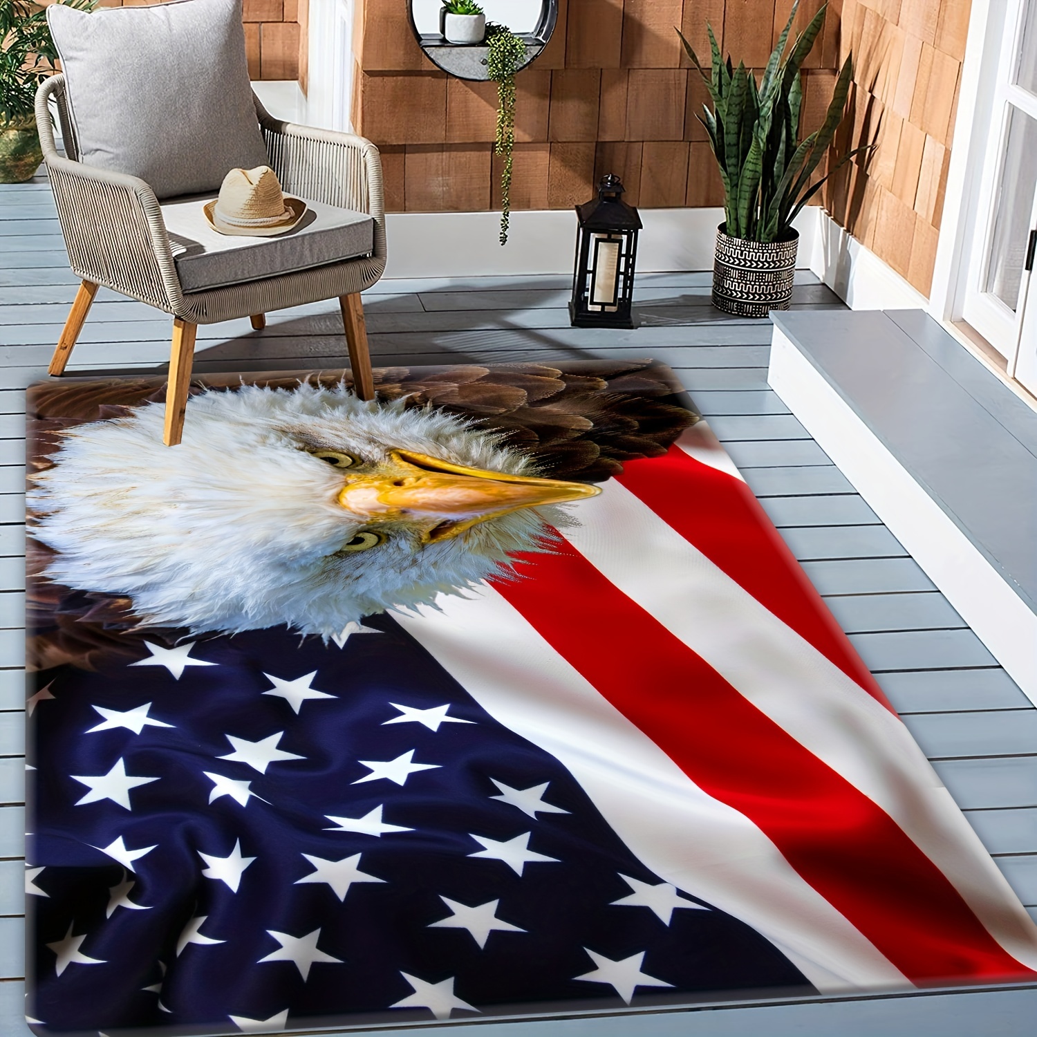 American Flag Area Rug, 4th Of July Big Rooster Patriotic Area Rugs,  Non-slip Anti-fatigue Carpet, Machine Washable, Entrance Welcome Door Mat,  Living Room Bedroom Dormitory Carpet Room Decor, Independence Day Decor 