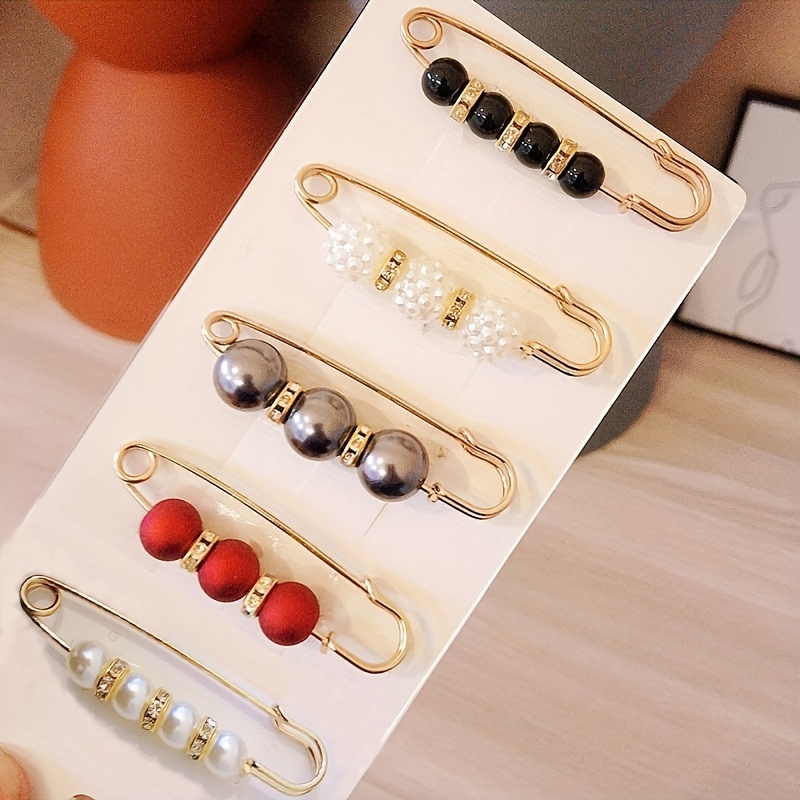 Fashion Faux Pearl Safety Pins Brooch Women Bows Bowknot Brooch Pin Sweater  Shawl Scarves Clips Breast Pin Charms Jewelry Buckle Dress Decoration