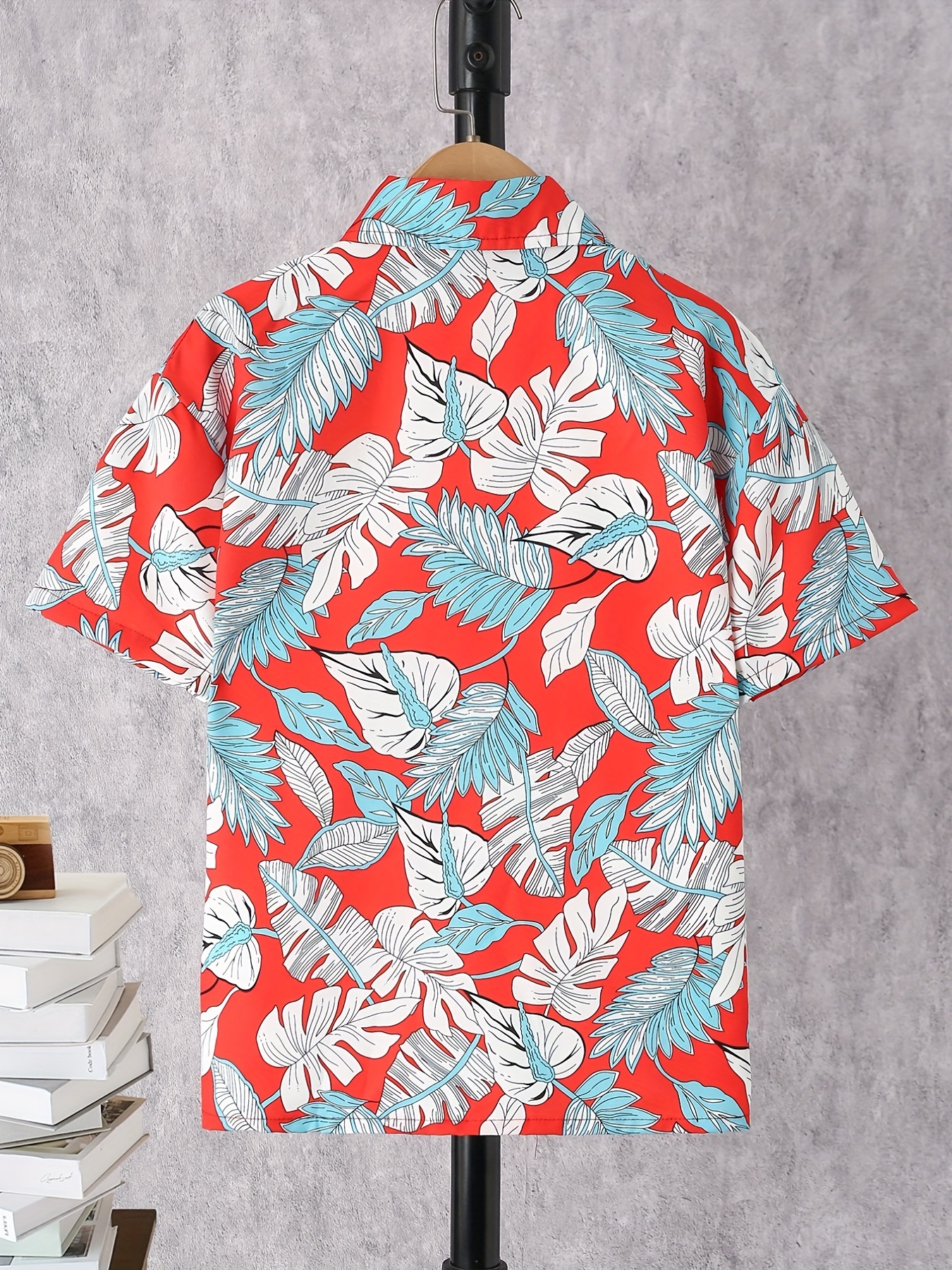 Boys Leaf Print Short Sleeves Shirt For Vacation Beach Kids Summer Clothes