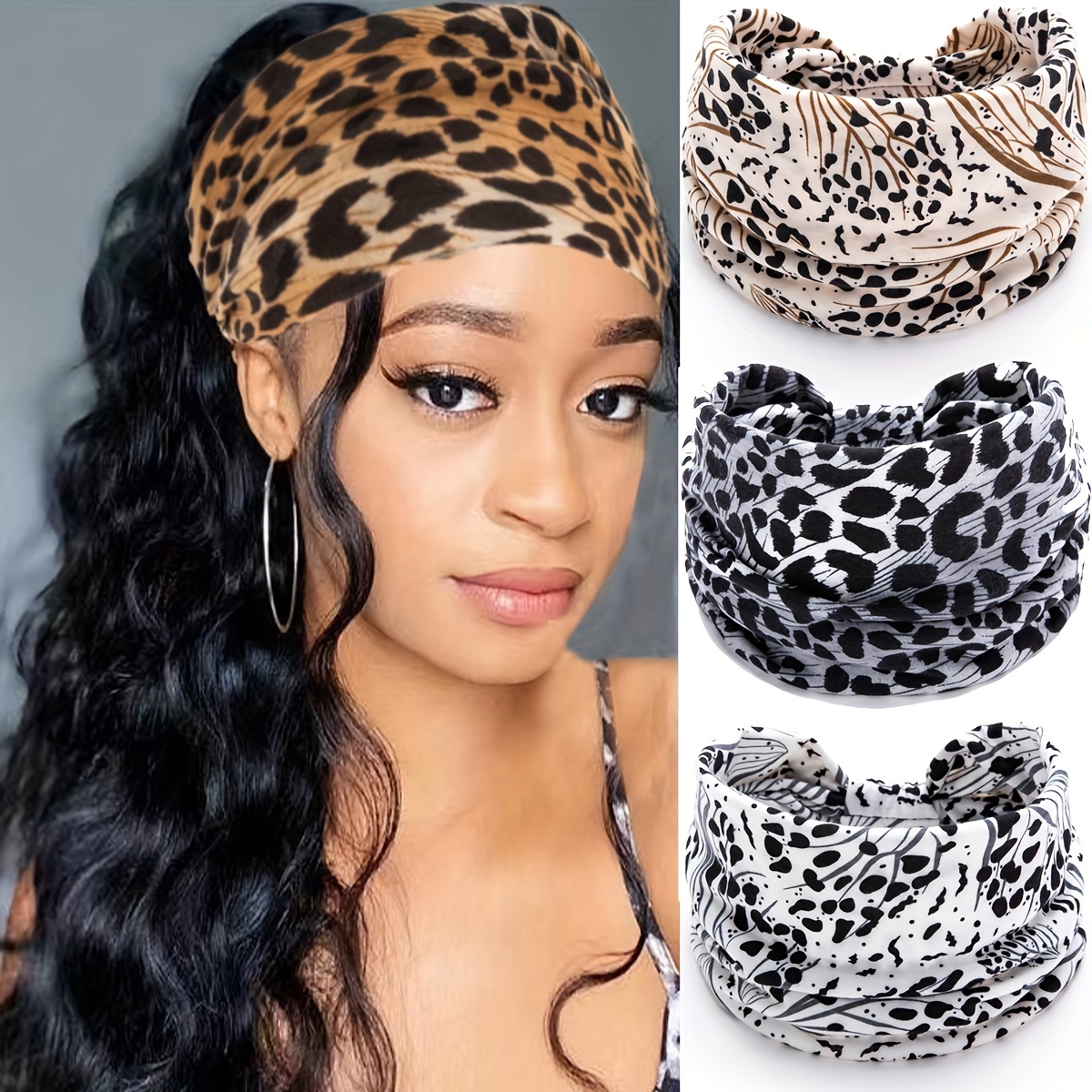 1pc Fascia Capelli Yoga A Stampa Leopardata Turbante - Temu Italy