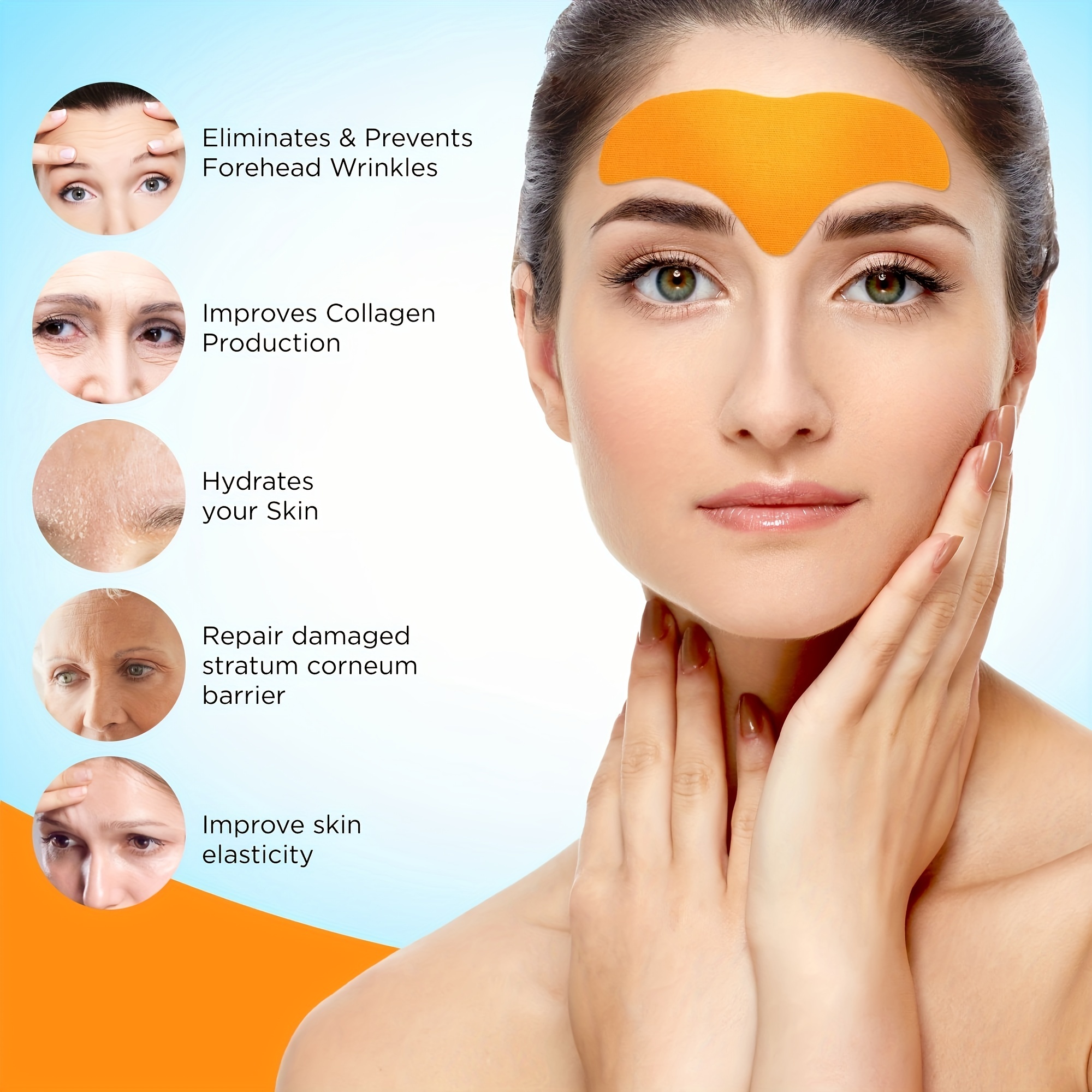 10 Pcs Forehead Patches with Hydrolyzed Collagen for Smooth Skin