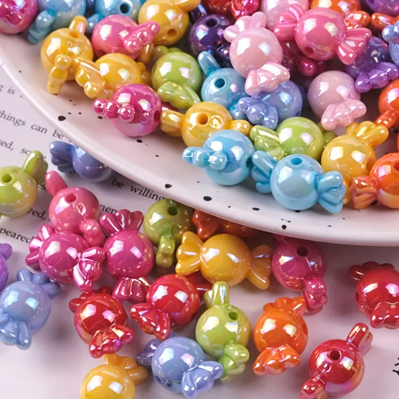 A Pack Random Mixed Color Acrylic Candy Beads For Jewelry - Temu
