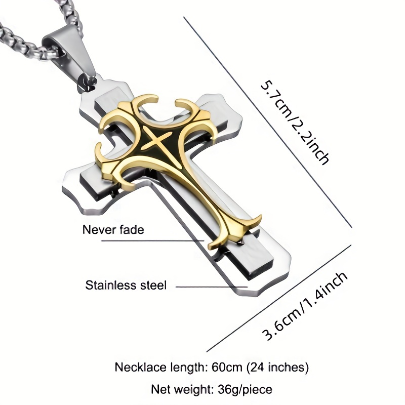 Three Layer Metal Cross Necklace