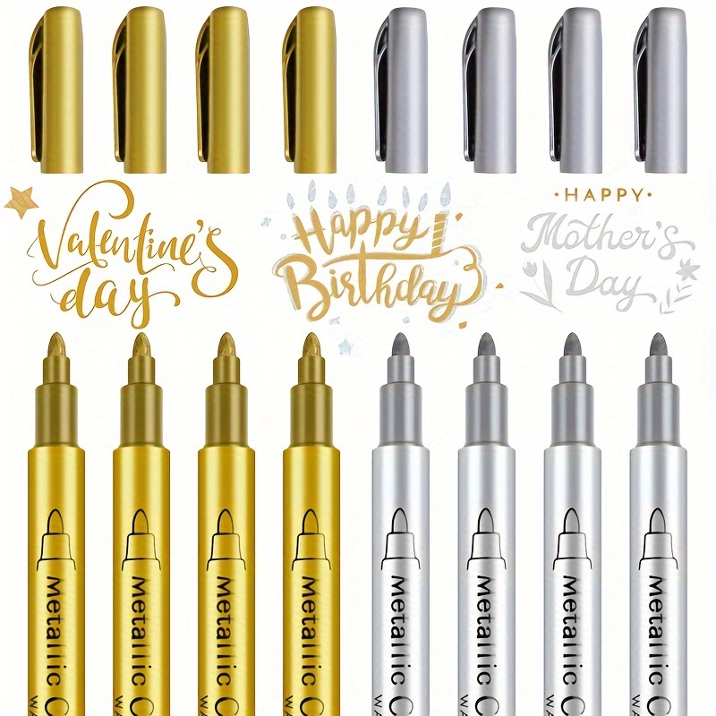 2/3pcs/set Paint Markers Silver Marker With Double Nib Design Gold Silver  And Copper Colors Marker For Art Painting Card Drawing - Office & School  Supplies - Temu